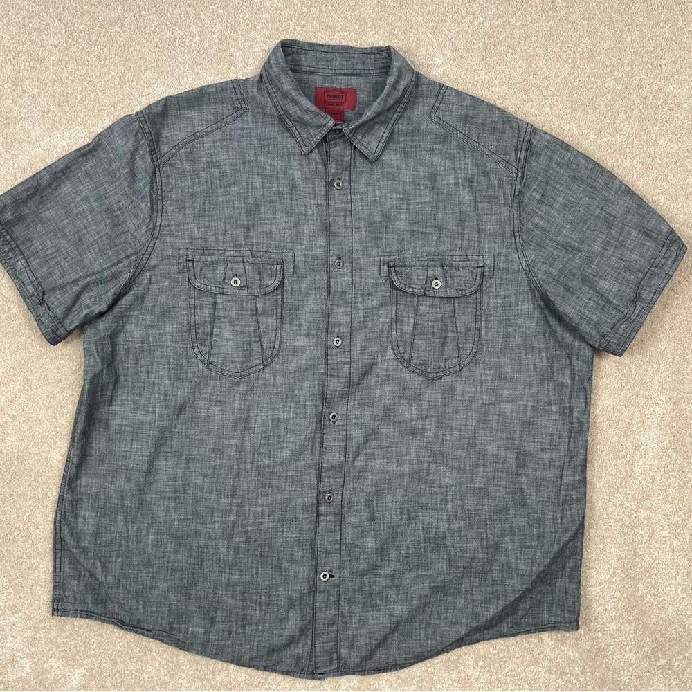 The Foundry Supply Co Shirt Adult 2XL Gray Button Up Preppy Cotton Young Men's